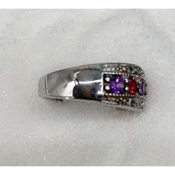 Red & Purple Stone Ring Size 8 - Picture 2 of 8